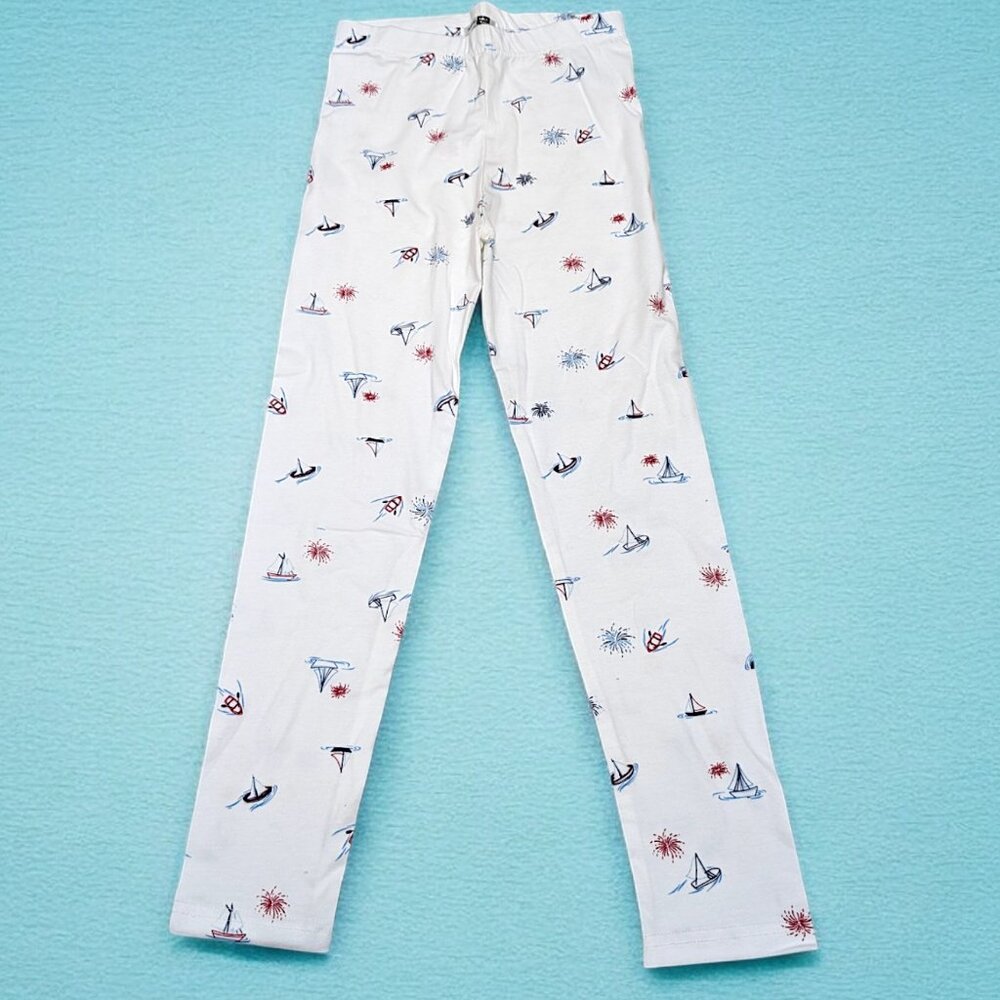 Pepco Full length Soft Cotton leggings Skinny Fit stretchy White Sailboats NWOT - Picture 3 of 6